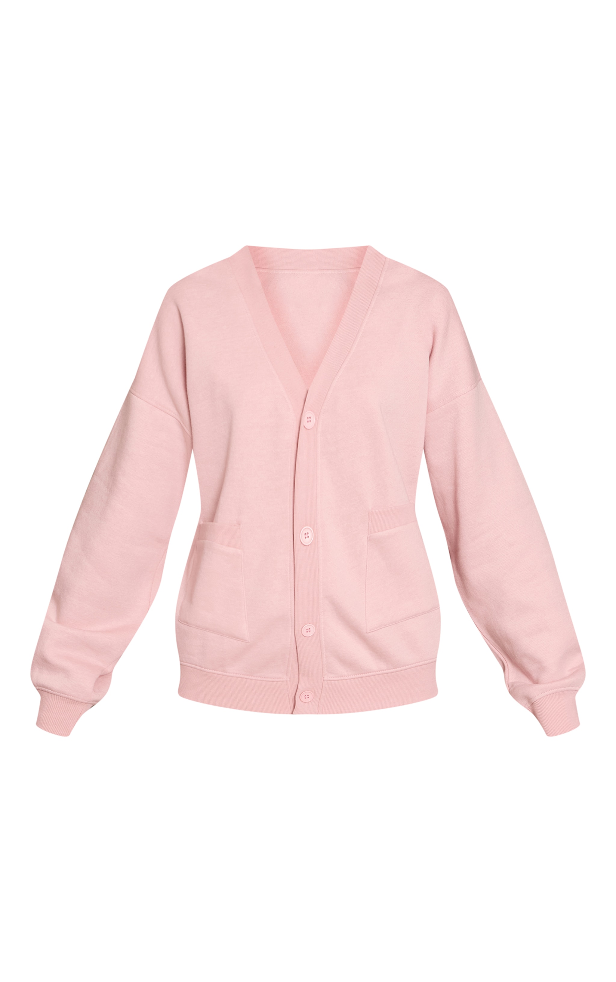 Pink Button Front Pocket Sweat Cardigan image 5