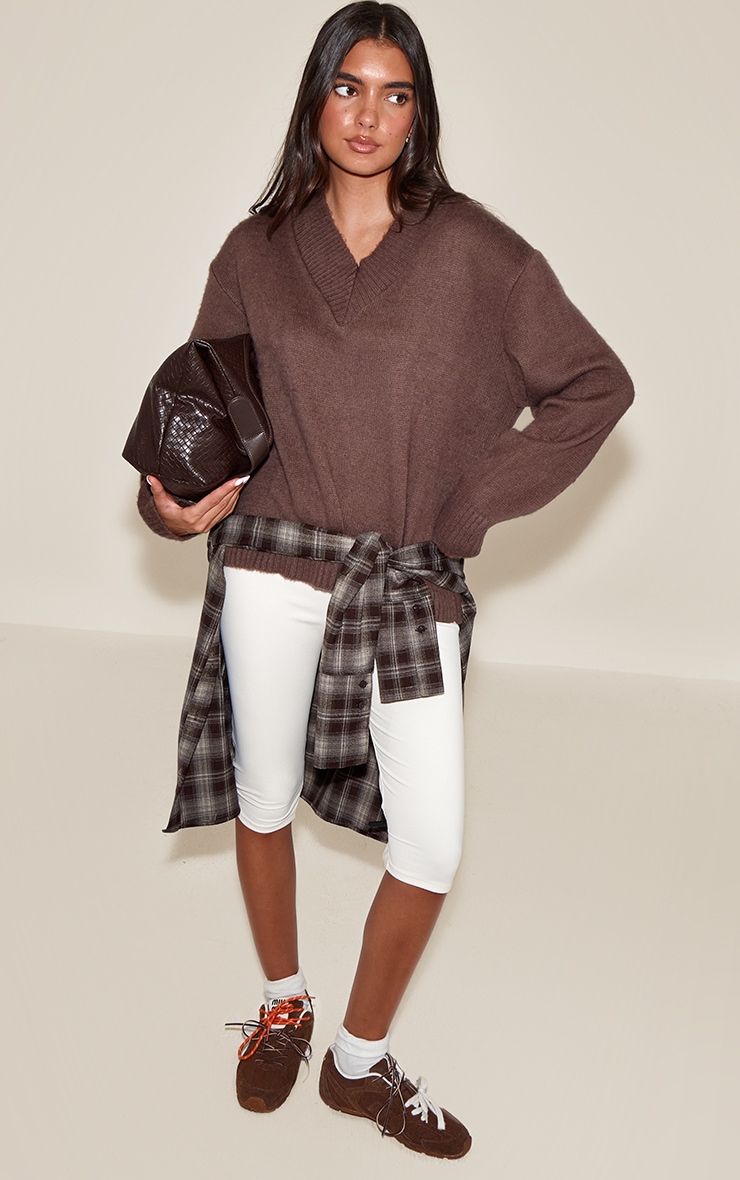 Mink Brushed Laguna Knit V Neck Jumper  image 3