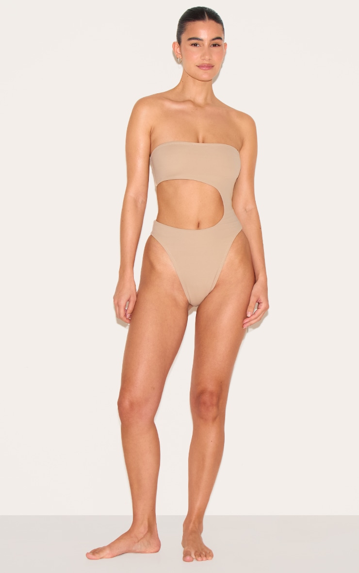 Stone Bandeau Cut Out High Leg Swimsuit image 3