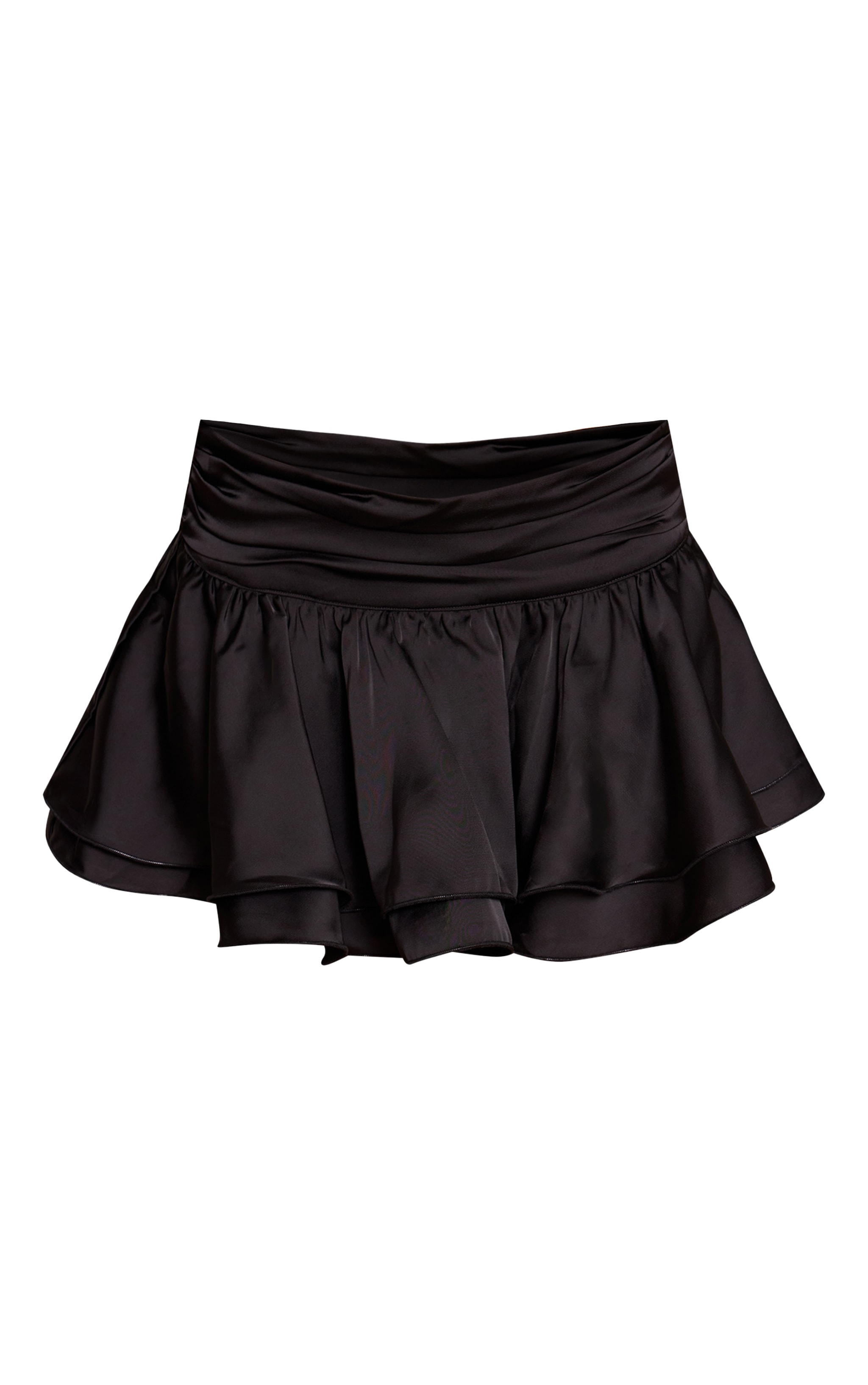 Black Satin Ruffle Mini Skirt image 6