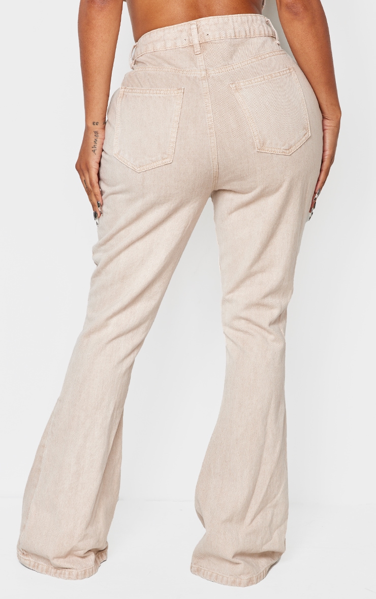 Shape Washed Stone Denim Eyelet Detail Flare Jeans image 3