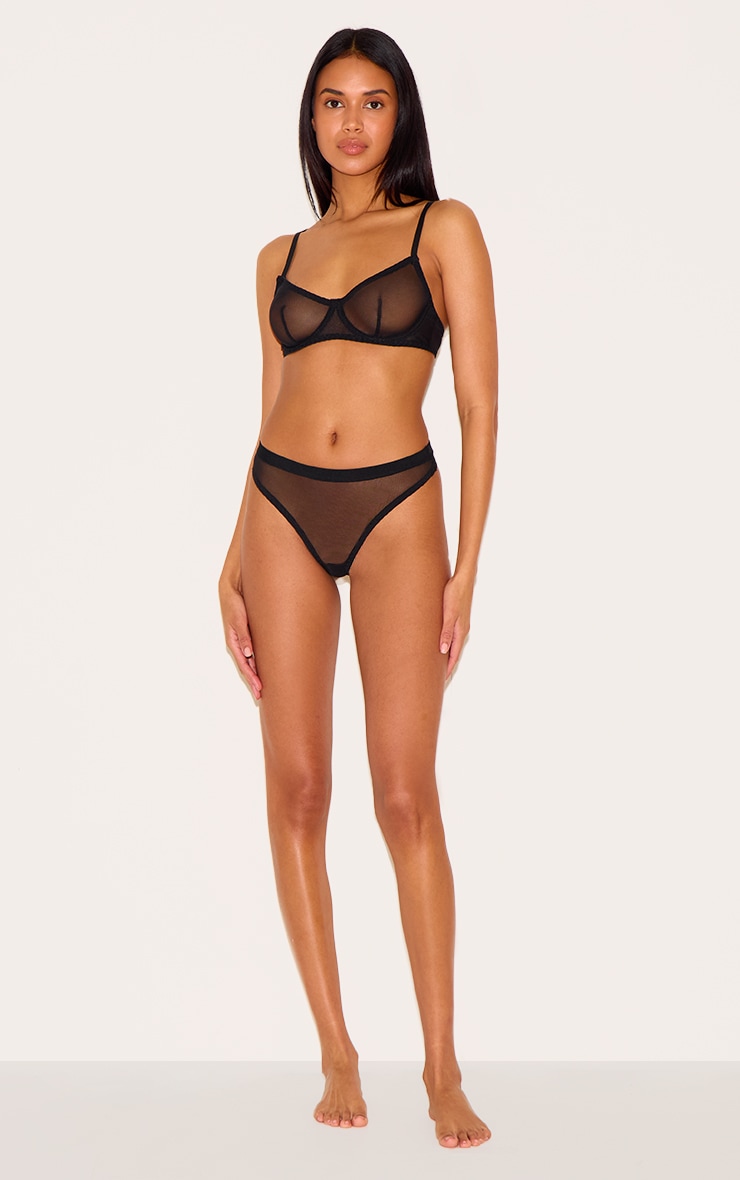 Black Mesh Underwired Bra image 3