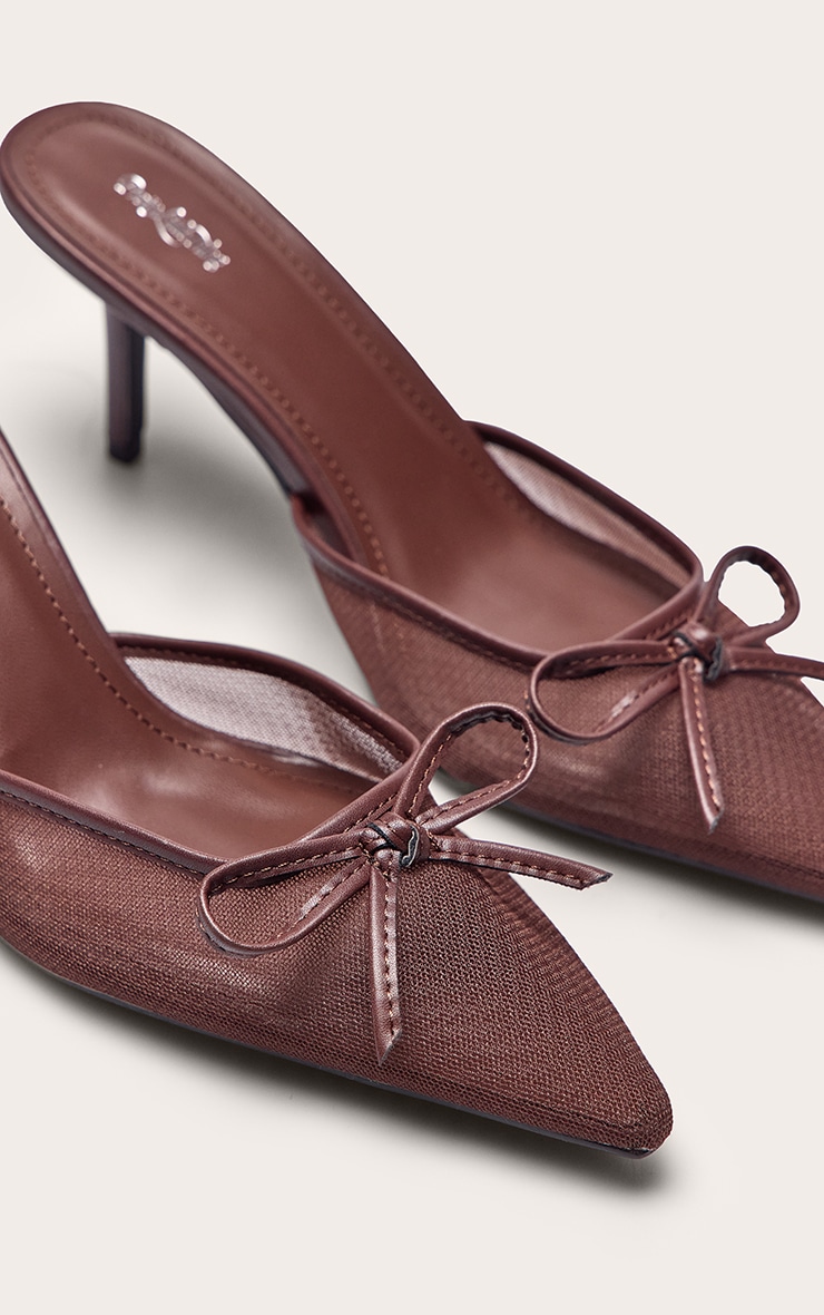 Chocolate Mesh Bow Detail Mule image 5