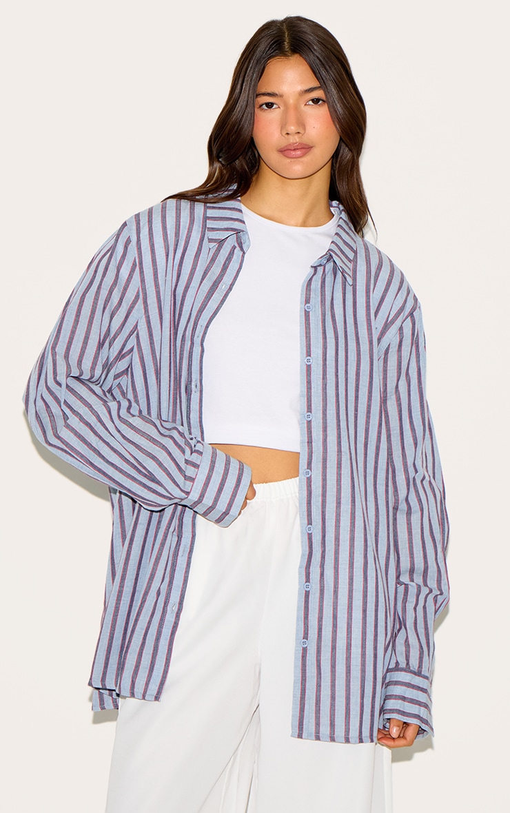 Blue Striped Oversized Shirt image 1
