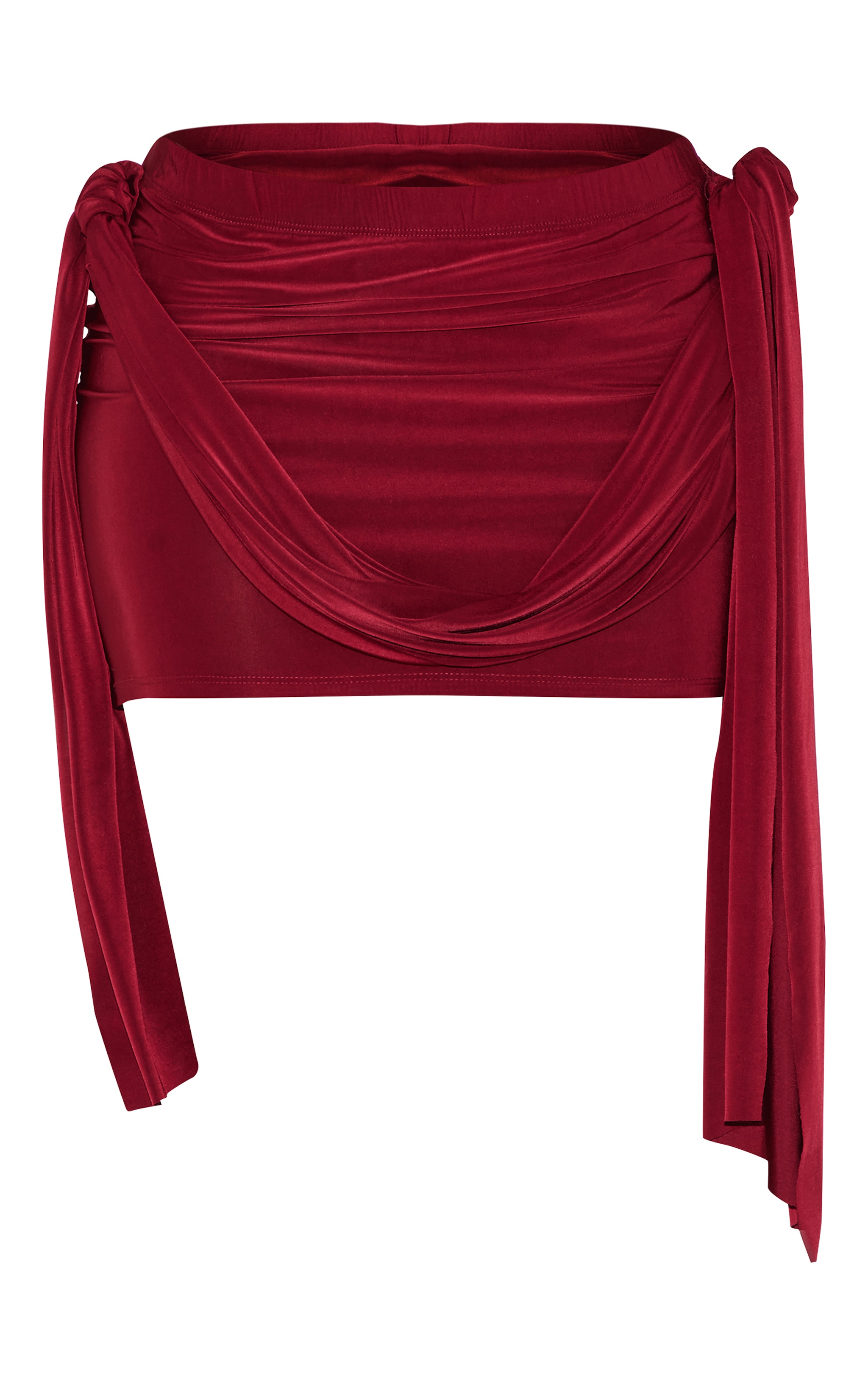 Petite Burgundy Micro Mini Skirt With Drape Detail image 1