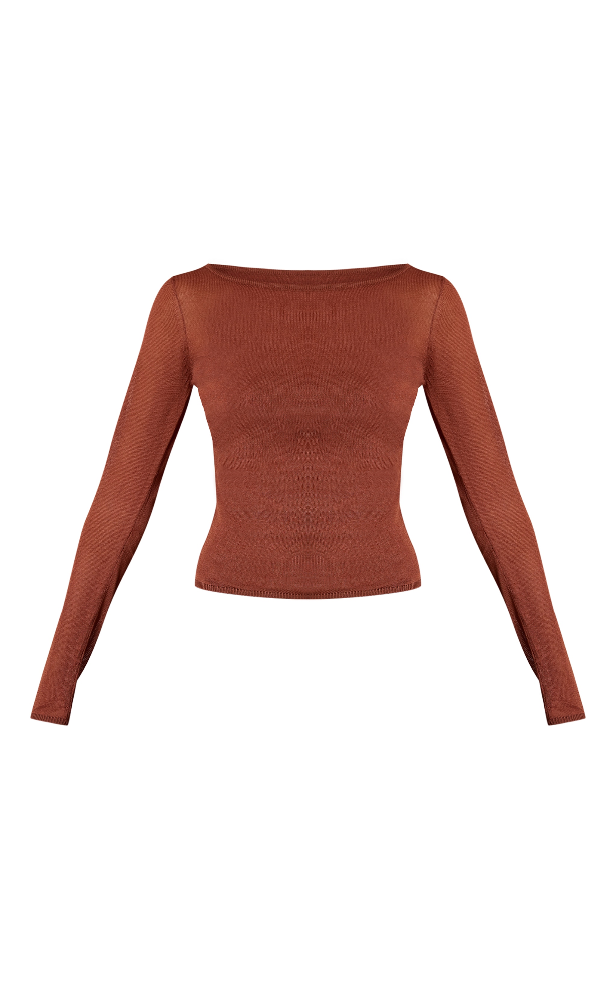 Rust Sheer Knit Long Sleeve Top image 5
