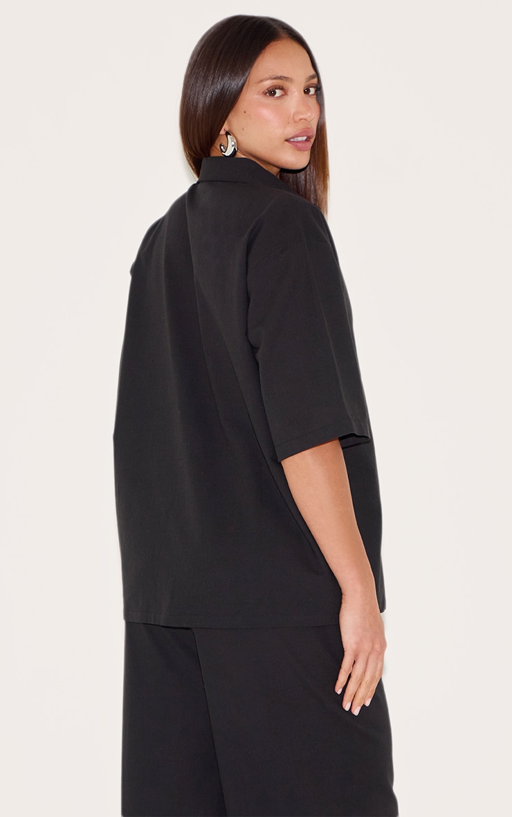 Tall Chemise oversize en effet lin noir image 2