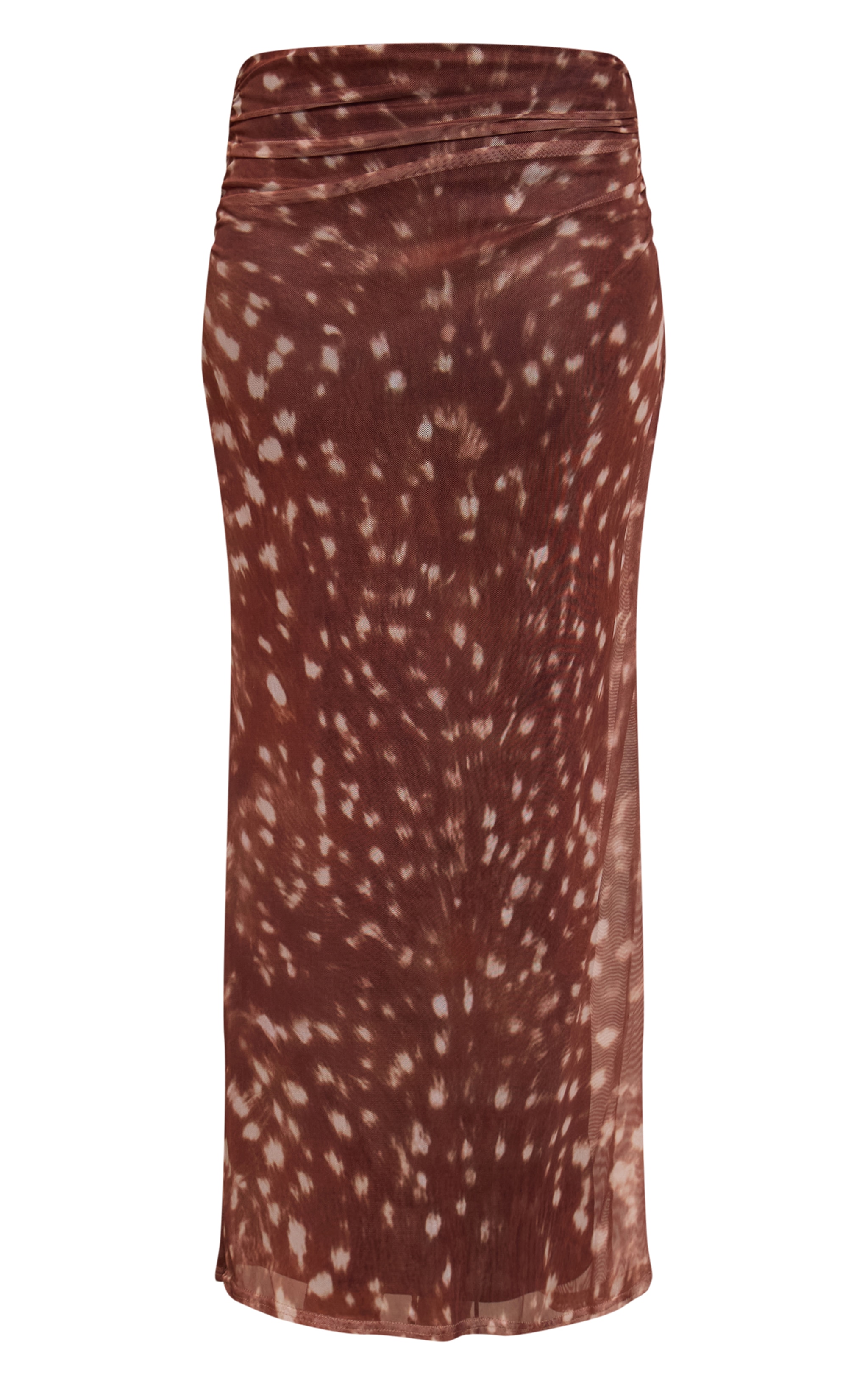 Brown Abstract Print Mesh Maxi Skirt image 5