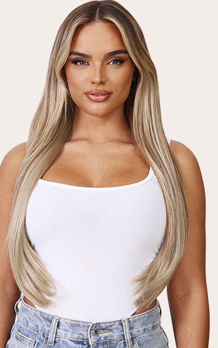Lullabellz Extension de cheveux lisses épais 1 pièce 61 cm à clips Light Blonde image 1