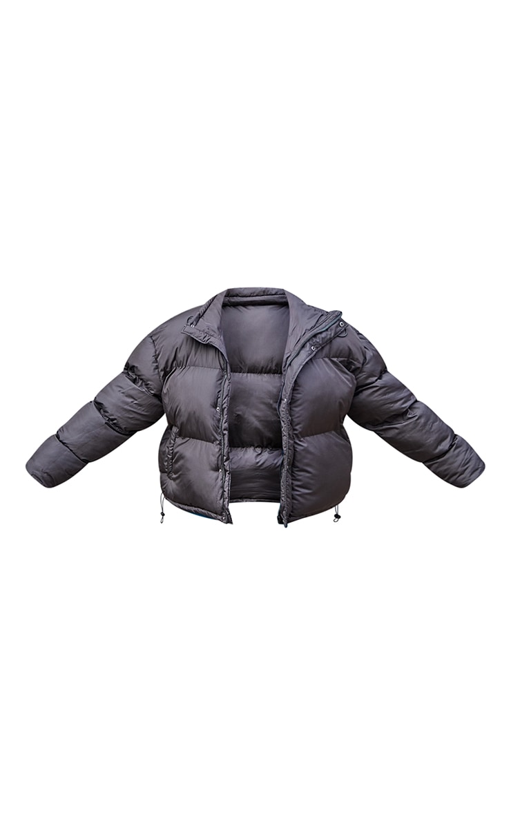 Plus Black Toggle Detail Puffer Jacket image 5
