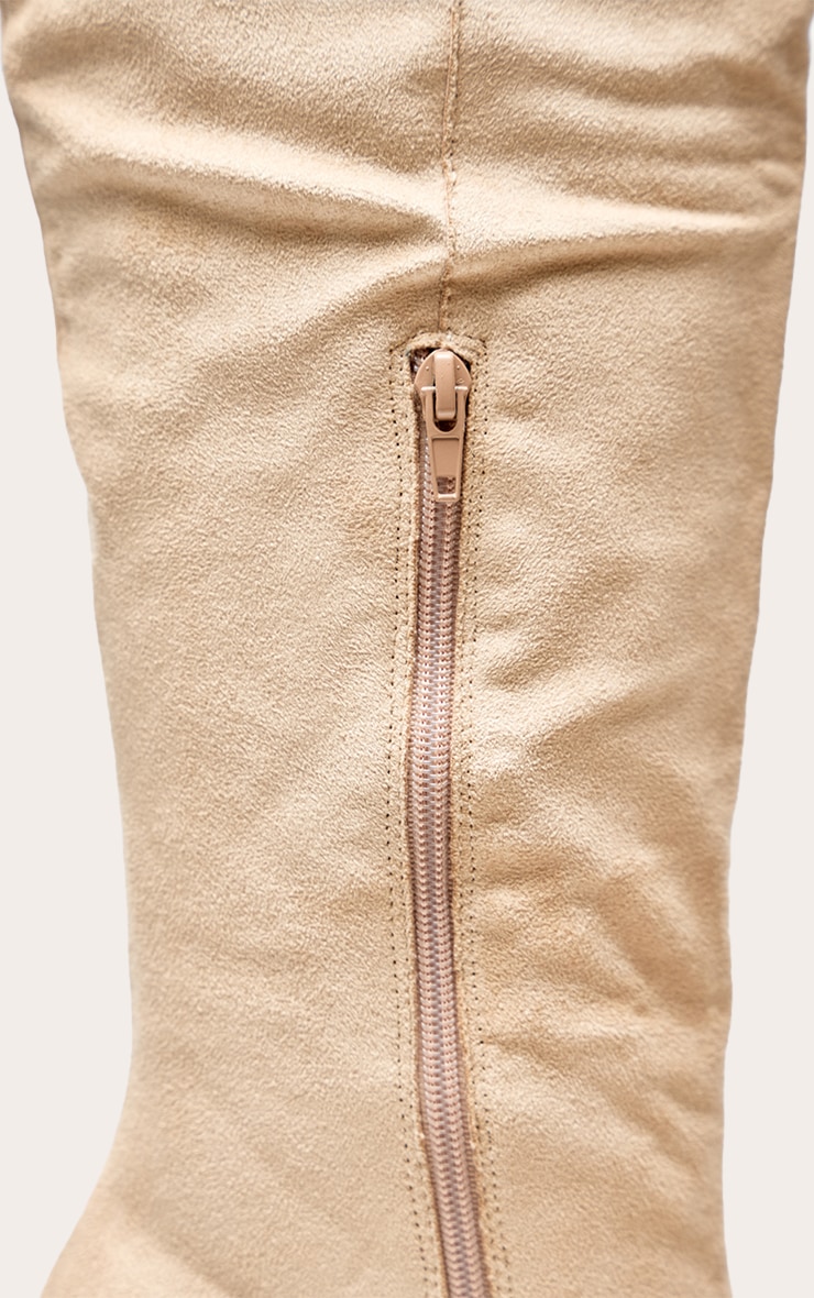 Sand Suede Point Toe Block Heeled Over The Knee High Boot image 5