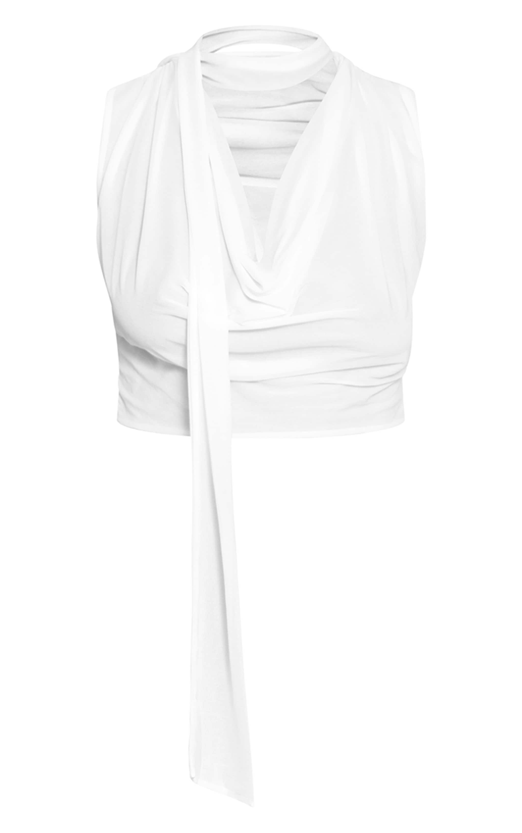 Shape White Chiffon Scarf Detail Sleeveless Top image 5