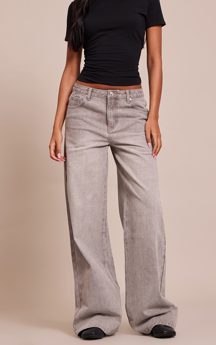 Tall Grey Wide Leg Jeans image 2