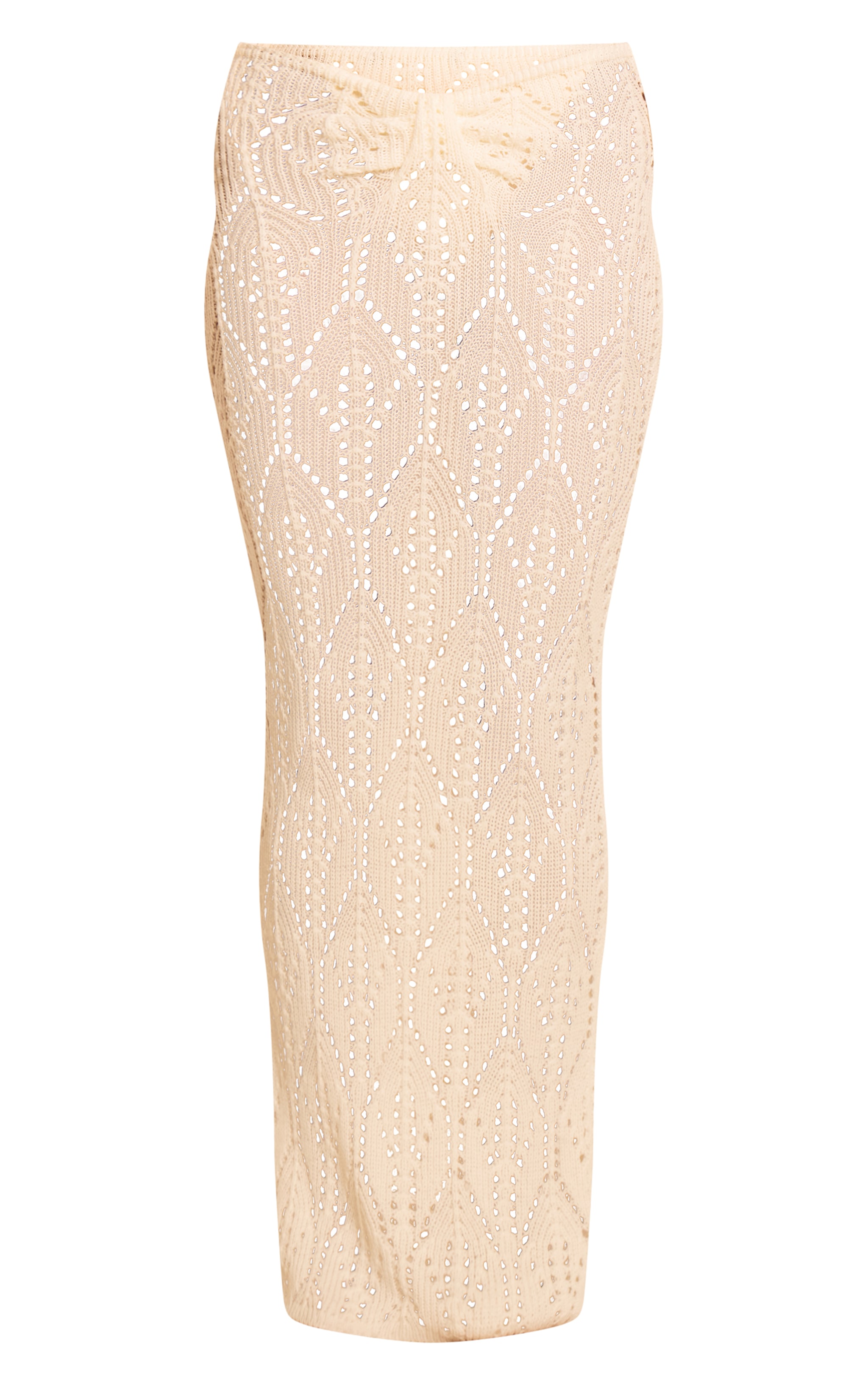 Cream Crochet Knot Detail Maxi Beach Skirt image 5