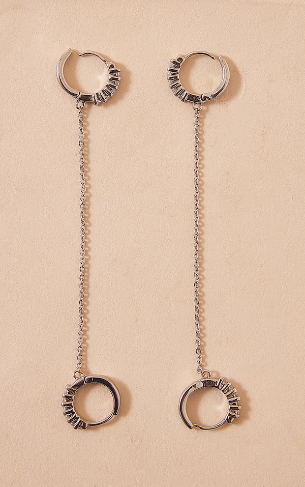 Silver chain hoop earrings Clearance