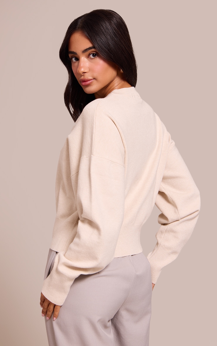 Petite Cream Compact Knit Cardigan image 2