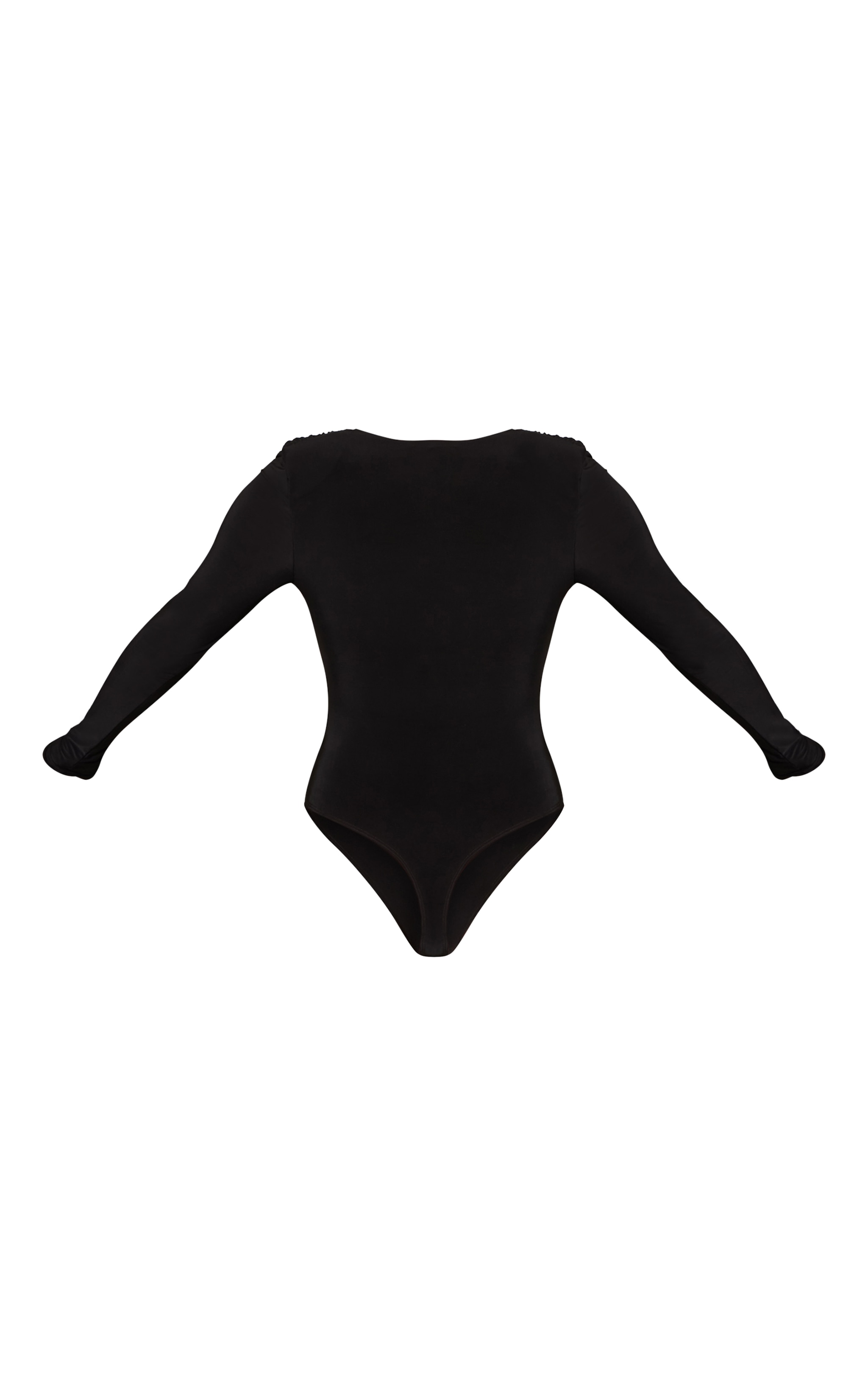 Black Double Layer Slinky Cowl Neck Long Sleeve Bodysuit image 6