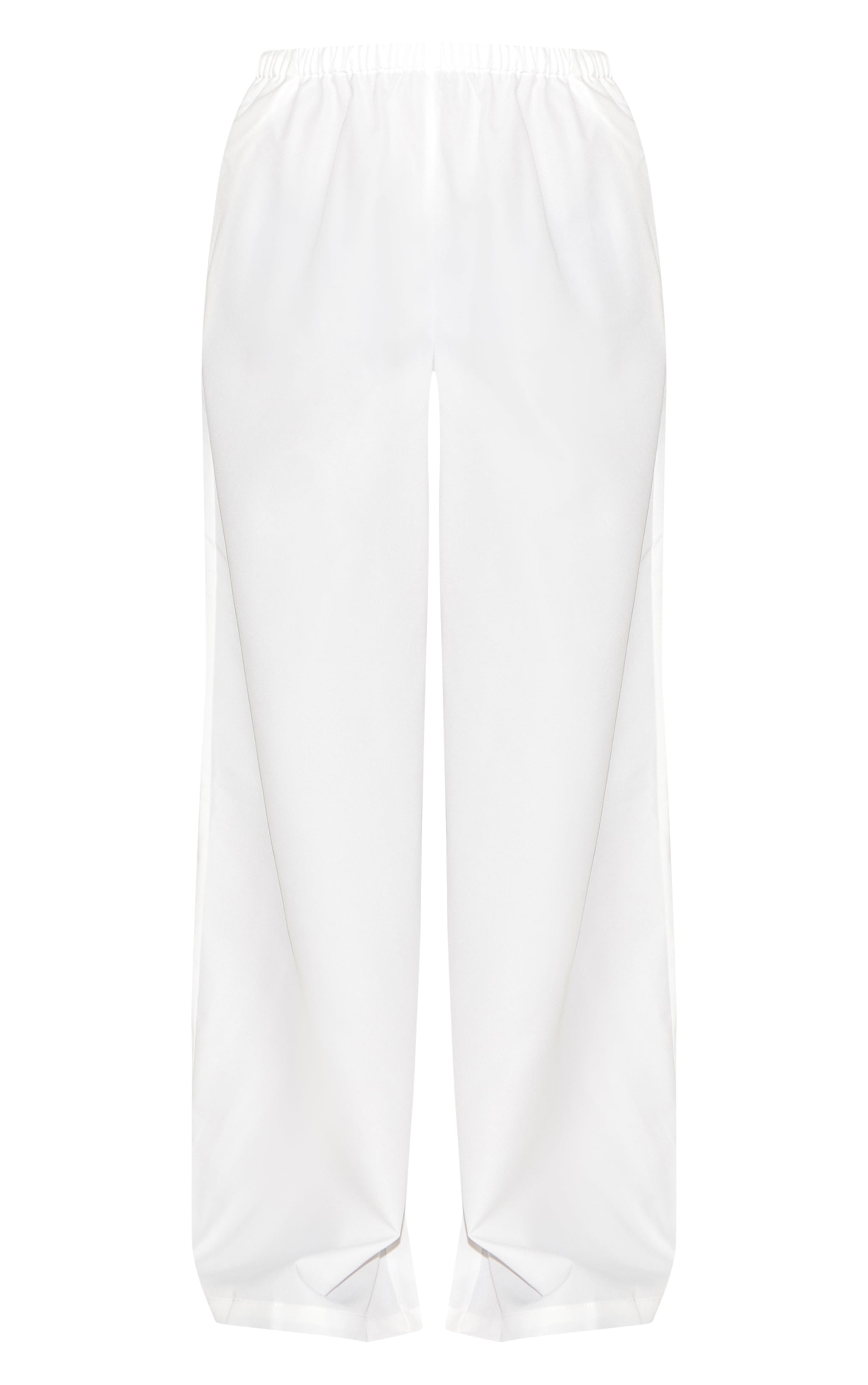 White Woven Mid Rise Wide Leg Pants image 5