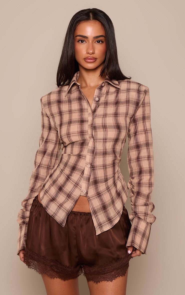 Petite Chocolate Checked Shirt  image 1