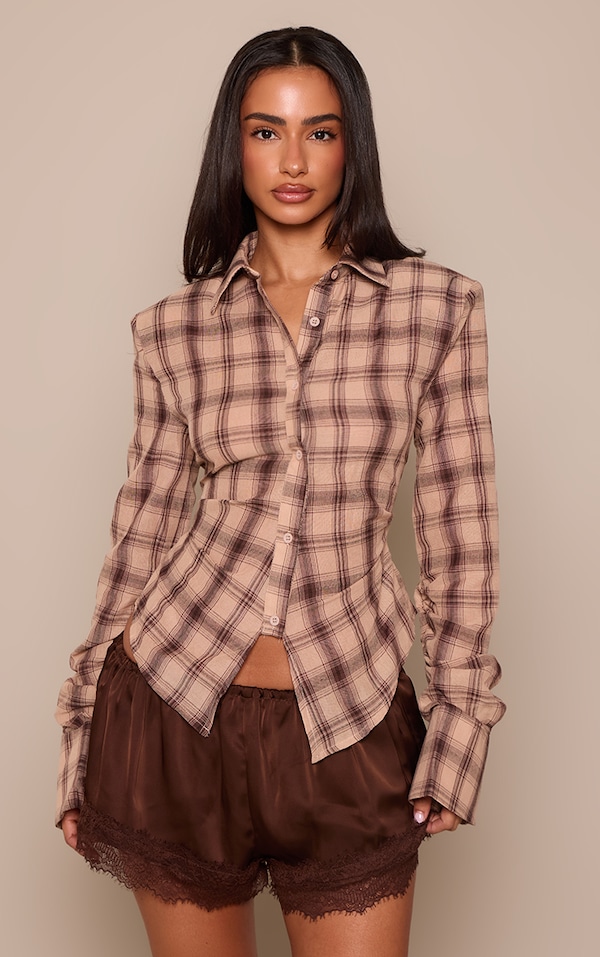 Petite Chocolate Checked Shirt 