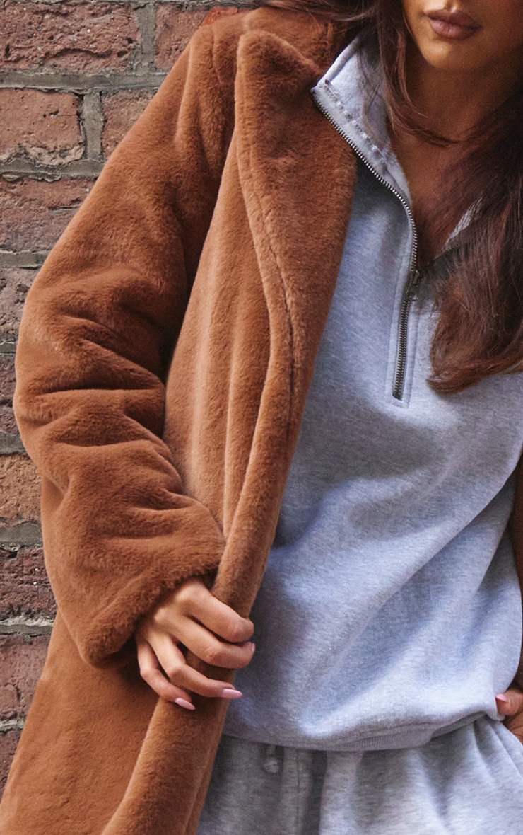 Chocolate Faux Fur Midi Coat image 4