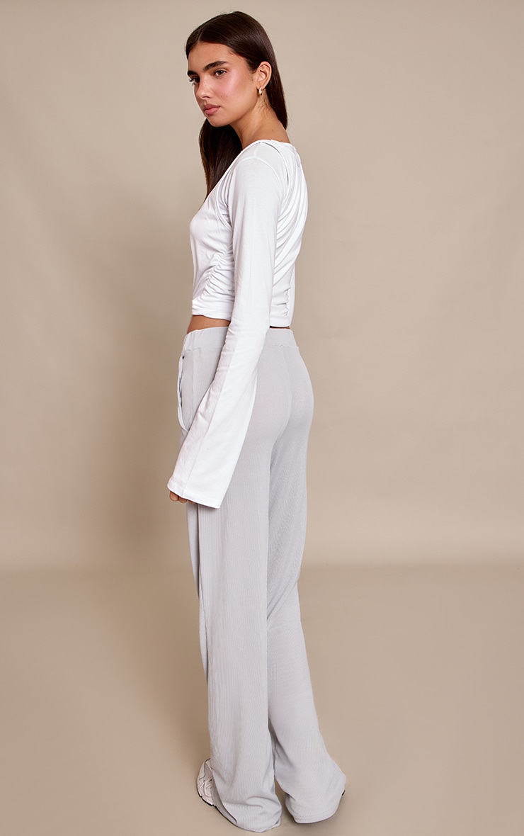 Grey Boyfriend Style Wide Leg Pant image 3