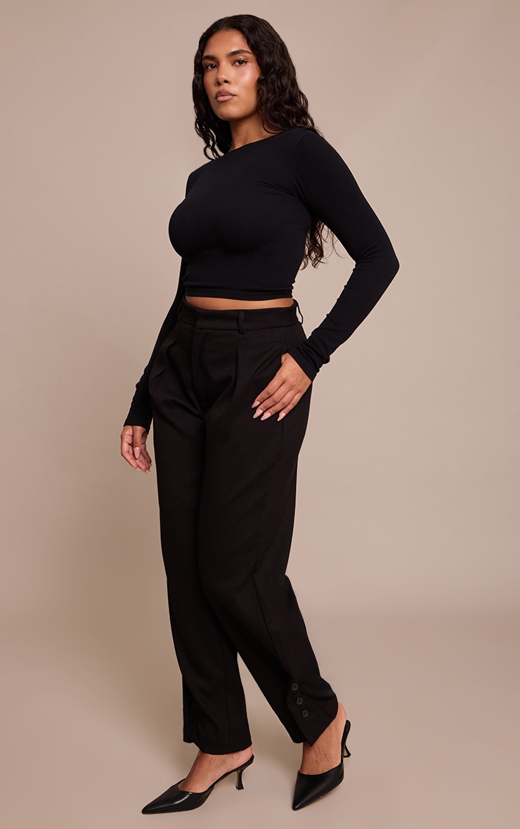 SHAPE BLACK TAILORED HIGHWAISTED PLEATED BUTTON CUFF PANT image 2