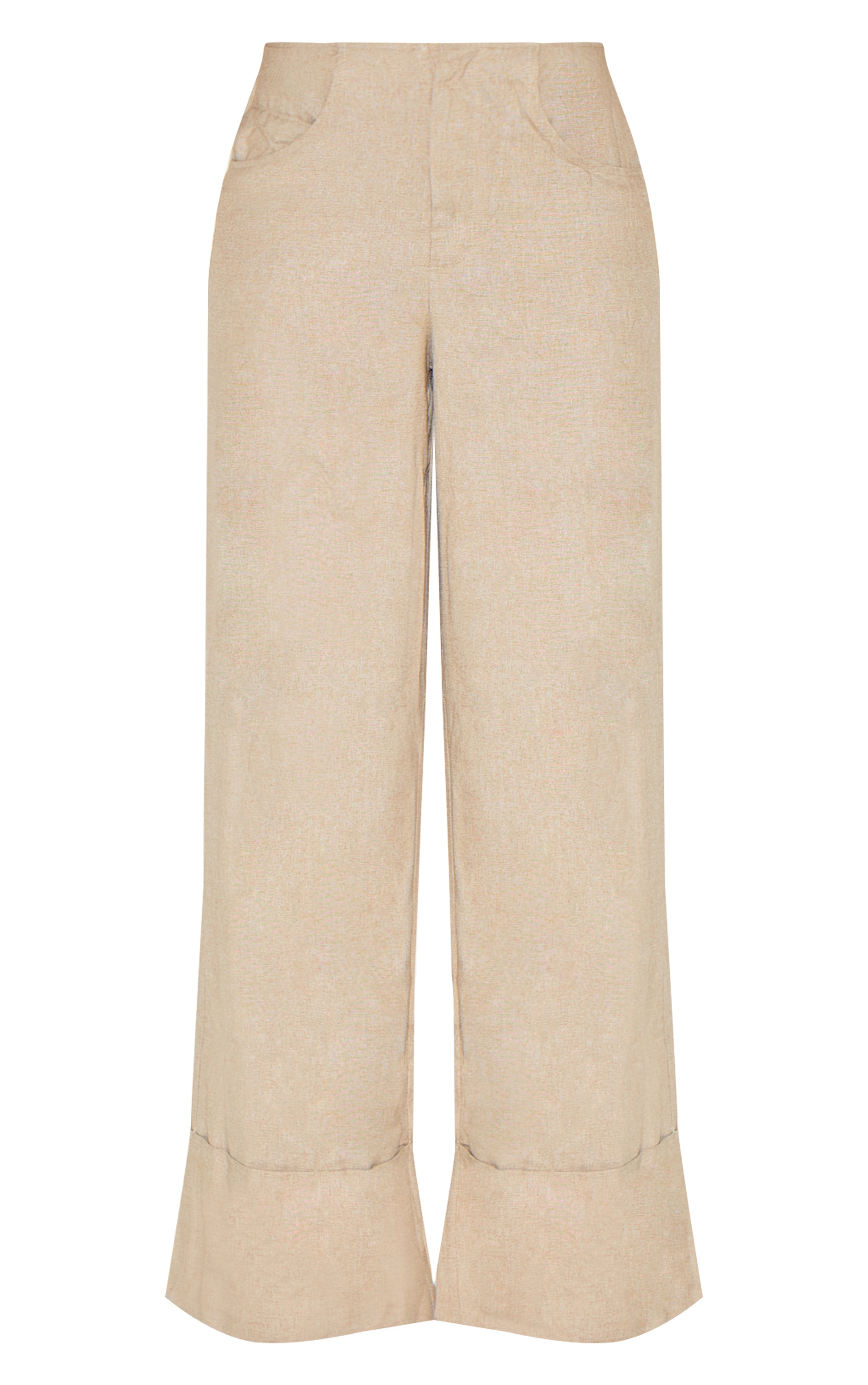 Petite Natural Stone Invisible Waistband Wide Leg Turn Up Pants image 5