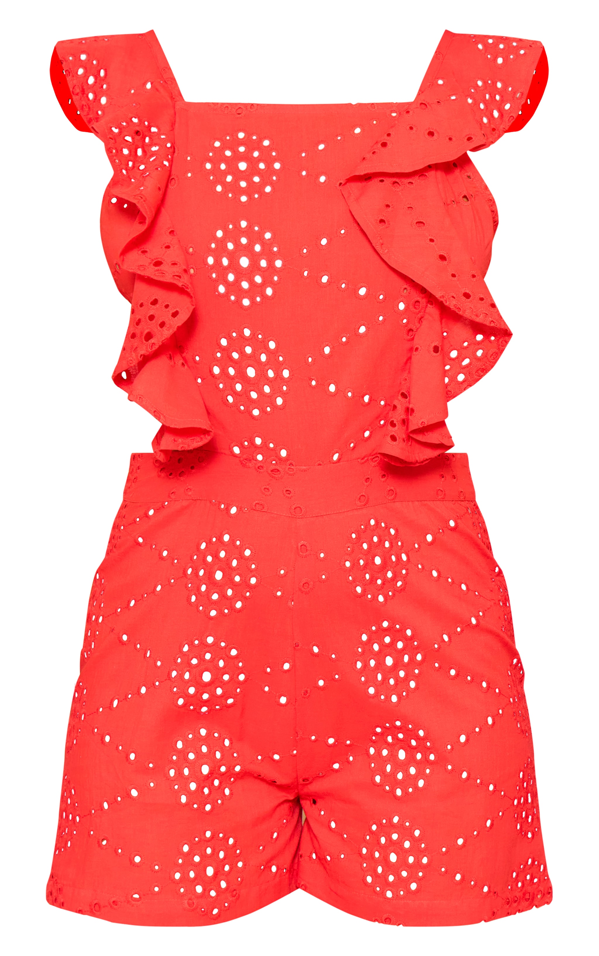 Petite Red Broderie Playsuit image 5