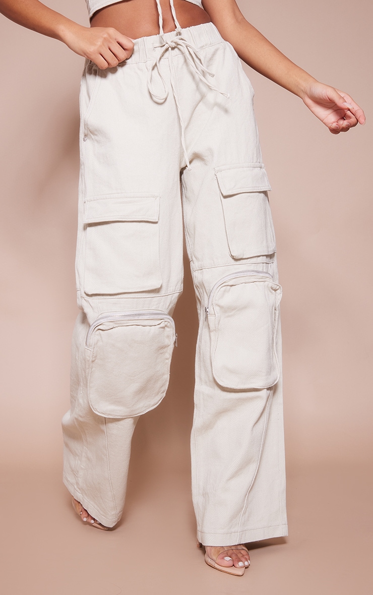 Washed Stone Track Pant Cargo Pocket Jeans image 2