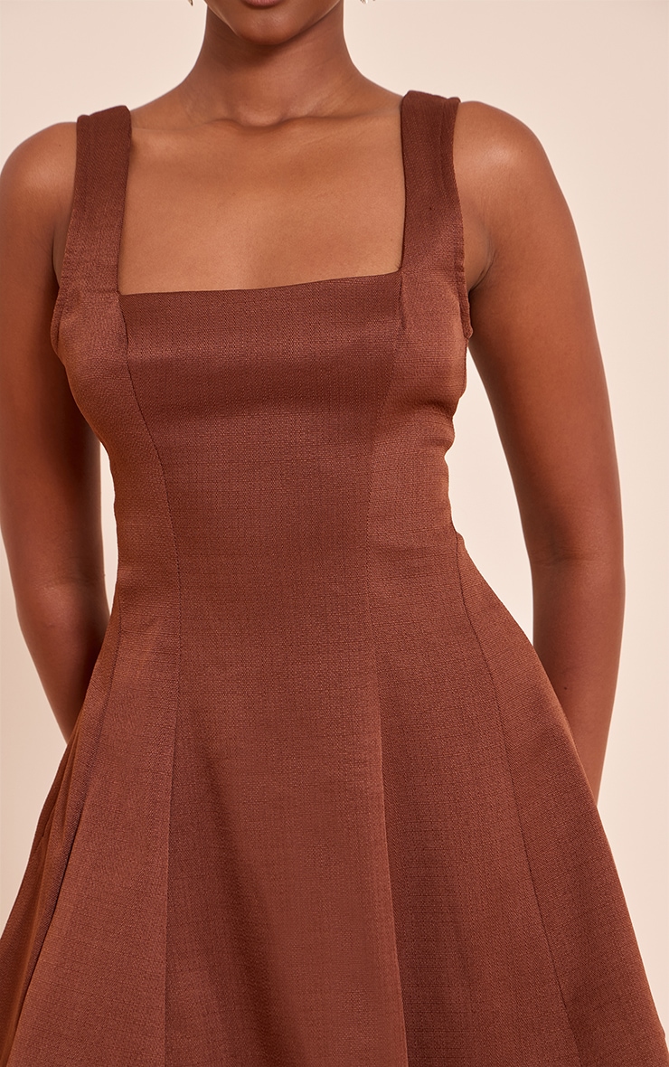 Chocolate Woven Scoop Neck Sleeveless Shift Dress image 4