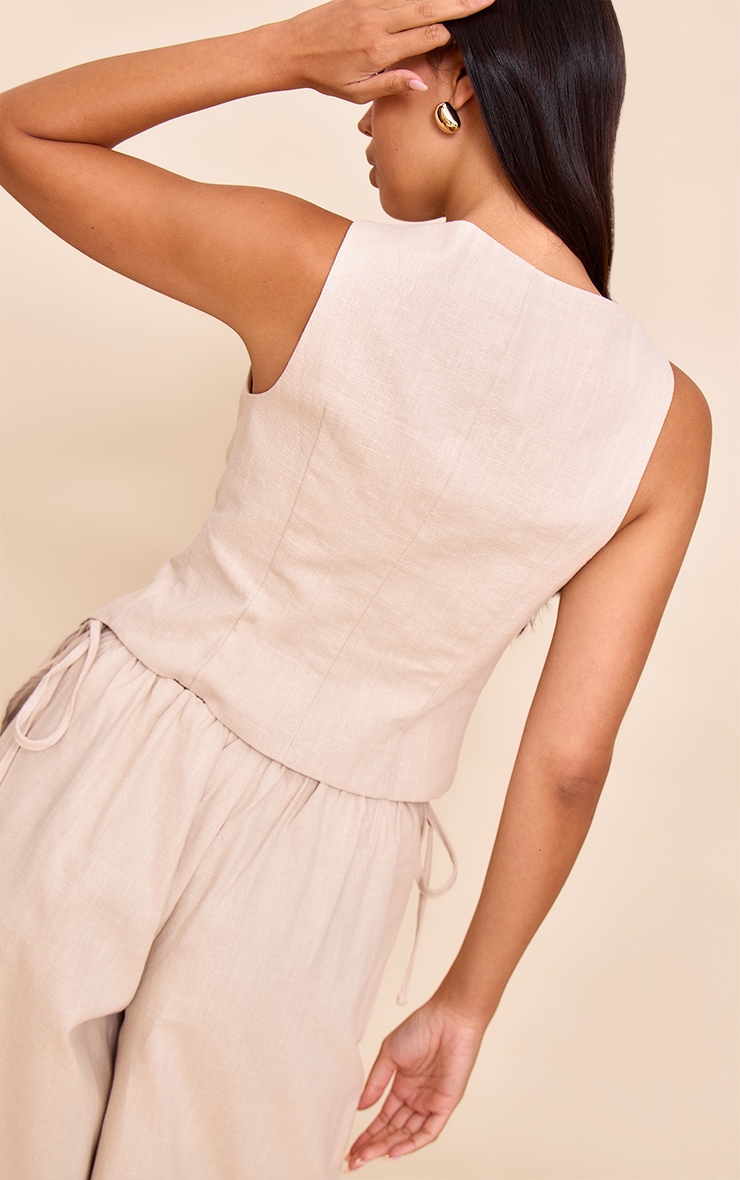 Premium Linen Blend Asymmetric Button Up Vest image 2