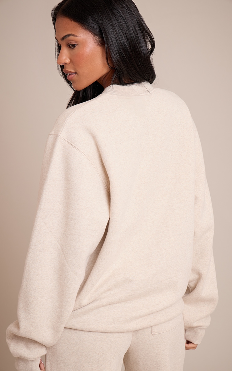Tall Oatmeal Marl Oversized Crew Sweatshirt image 2