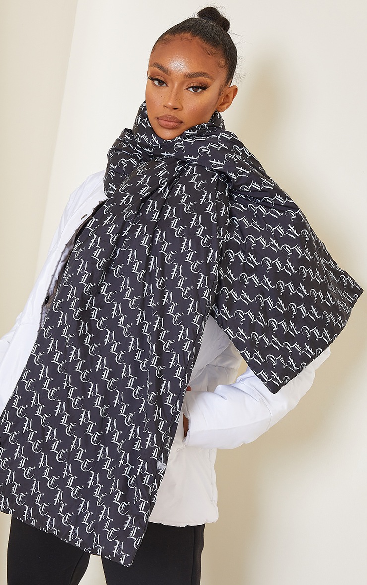 PRETTYLITTLETHING Black Puffa Scarf