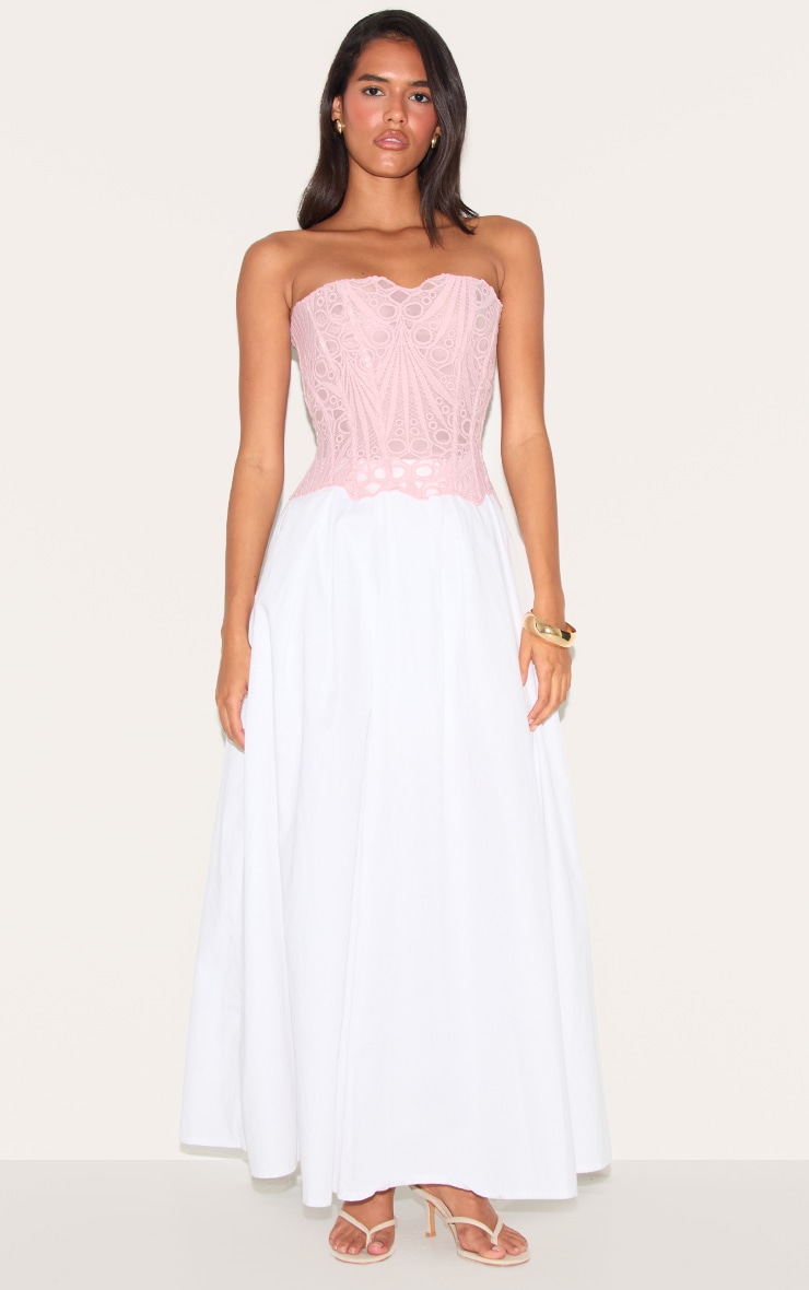 Pale Rose Textured Sheer Floral Lace Corset image 3