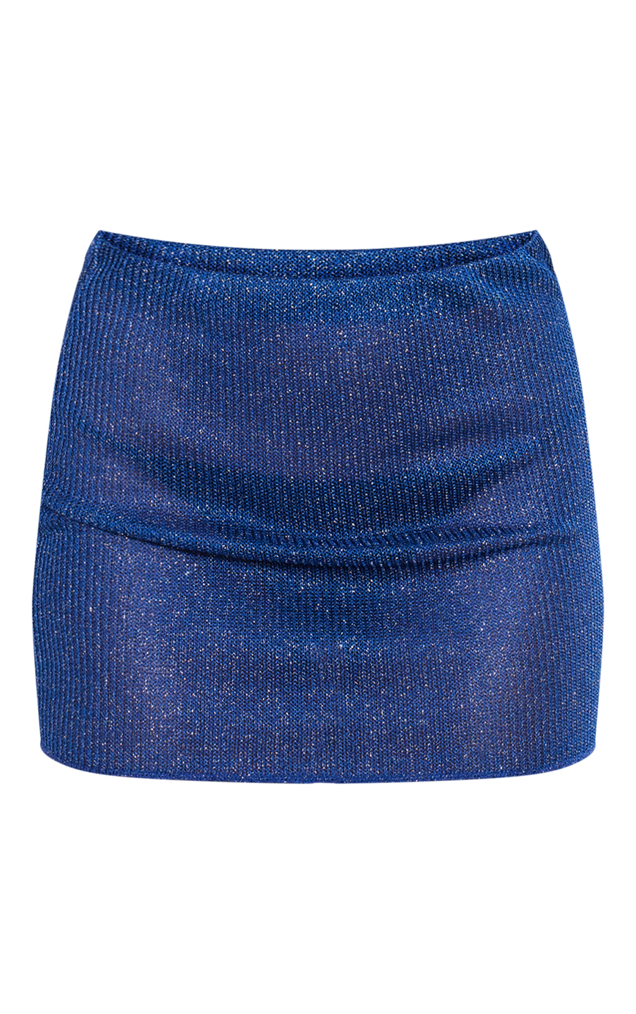 Blue Metallic Jersey Low Rise Micro Mini Skirt image 6