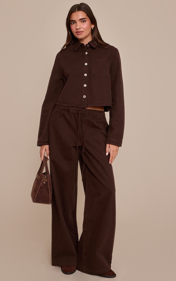 Chocolate Mid Rise Tie Waist Denim Jeans