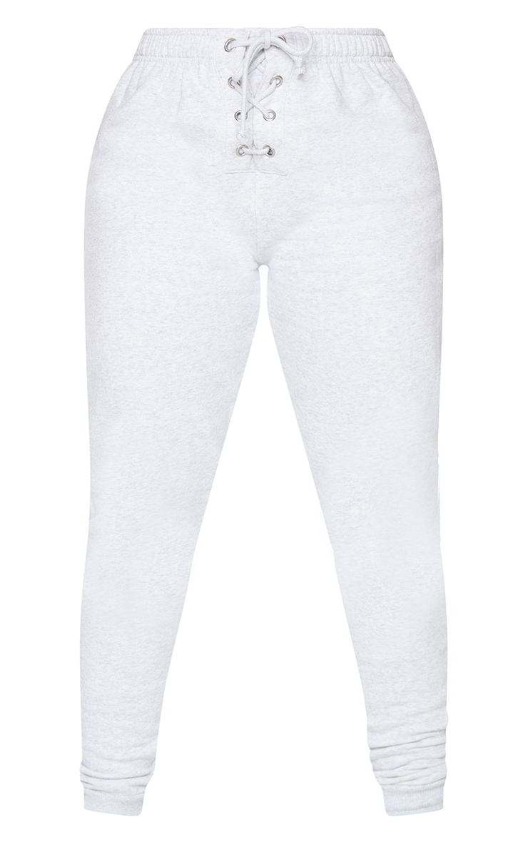 Cotton Shape Grey Marl Lace Up Sweat Joggers image 5