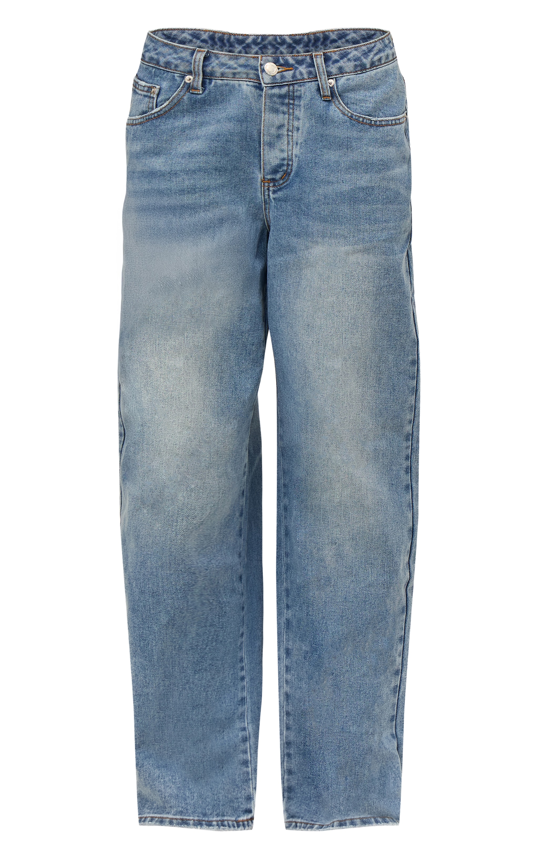 Mid Blue Wash Dip Front Straight Leg Jeans image 5