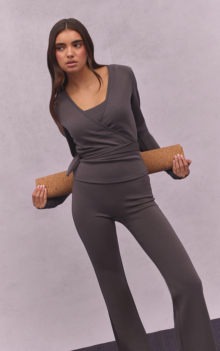Charcoal Super Soft Wrap Top image 1
