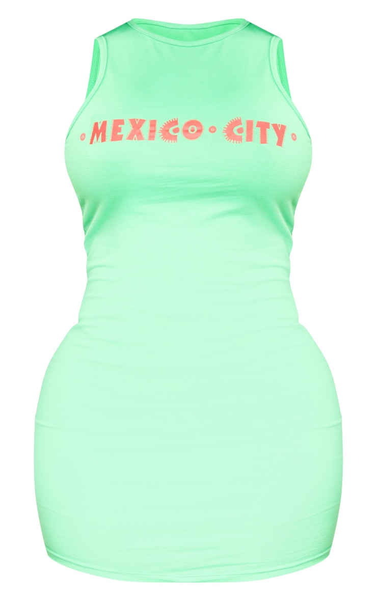 Shape Lime Green Printed Mexico City Sleeveless Mini Dress image 5