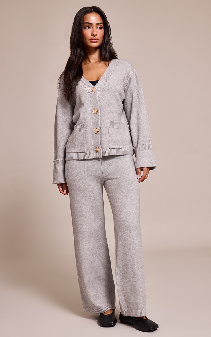Petite Ash Grey Turn Back Cuff Cardigan image 3