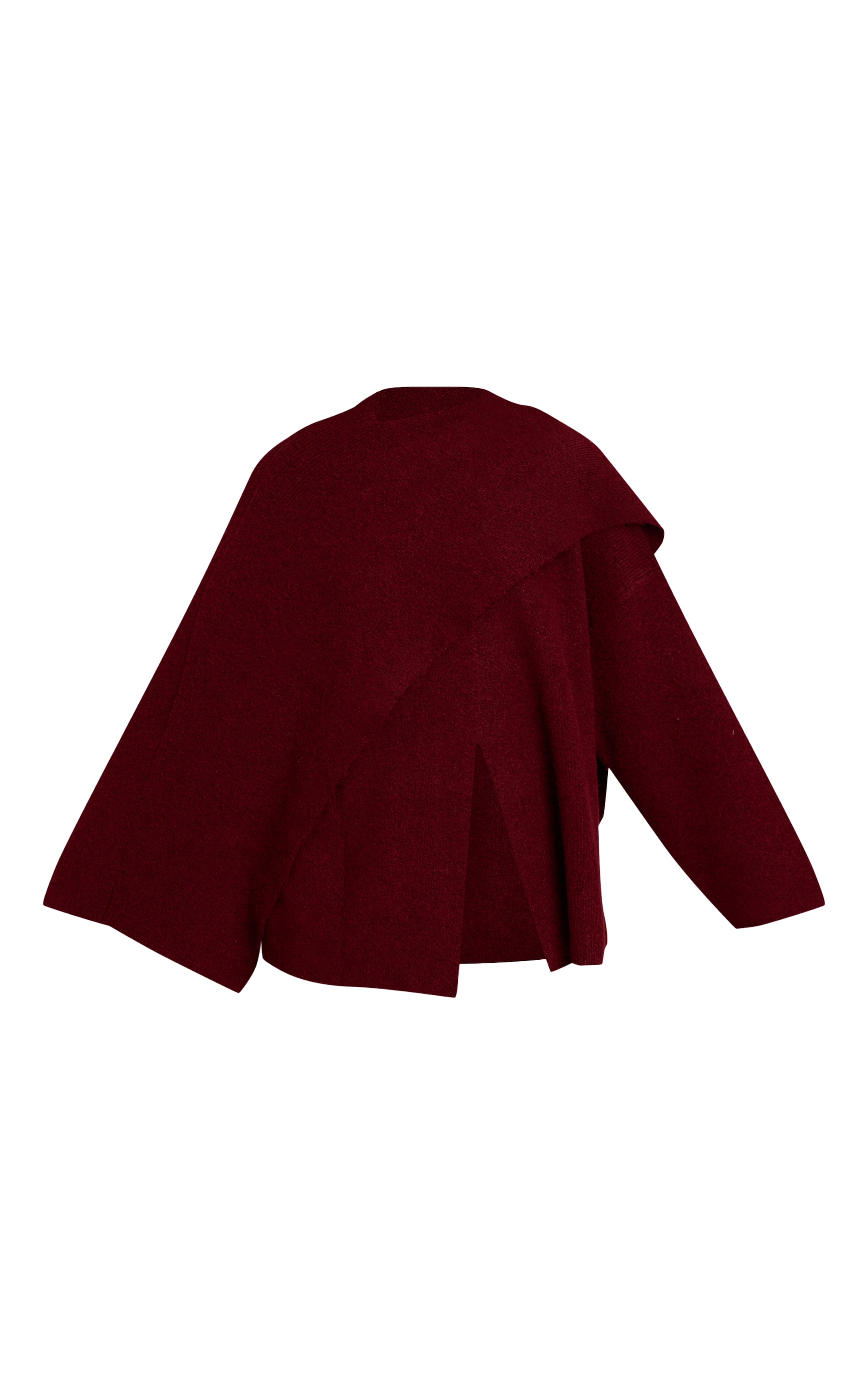 Burgundy Scarf Detail Soft Knit Sweater image 5