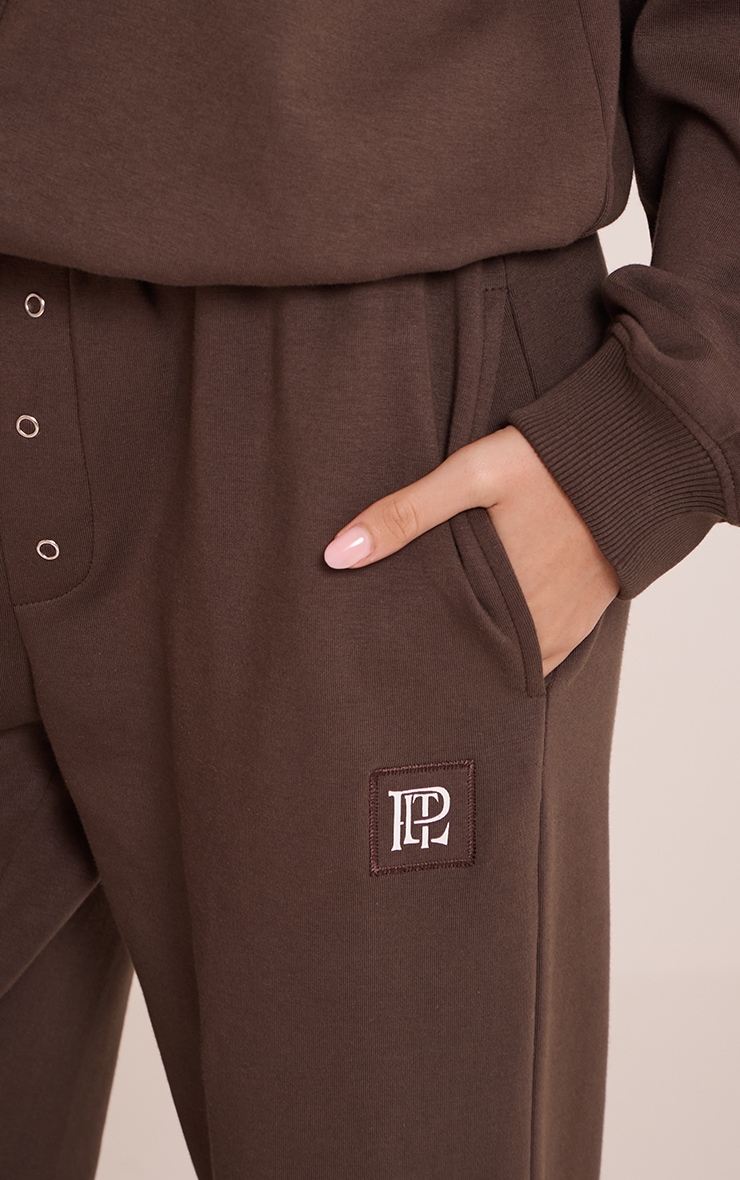 PLT Chocolate Interlock Button Up Wide Leg Joggers image 4