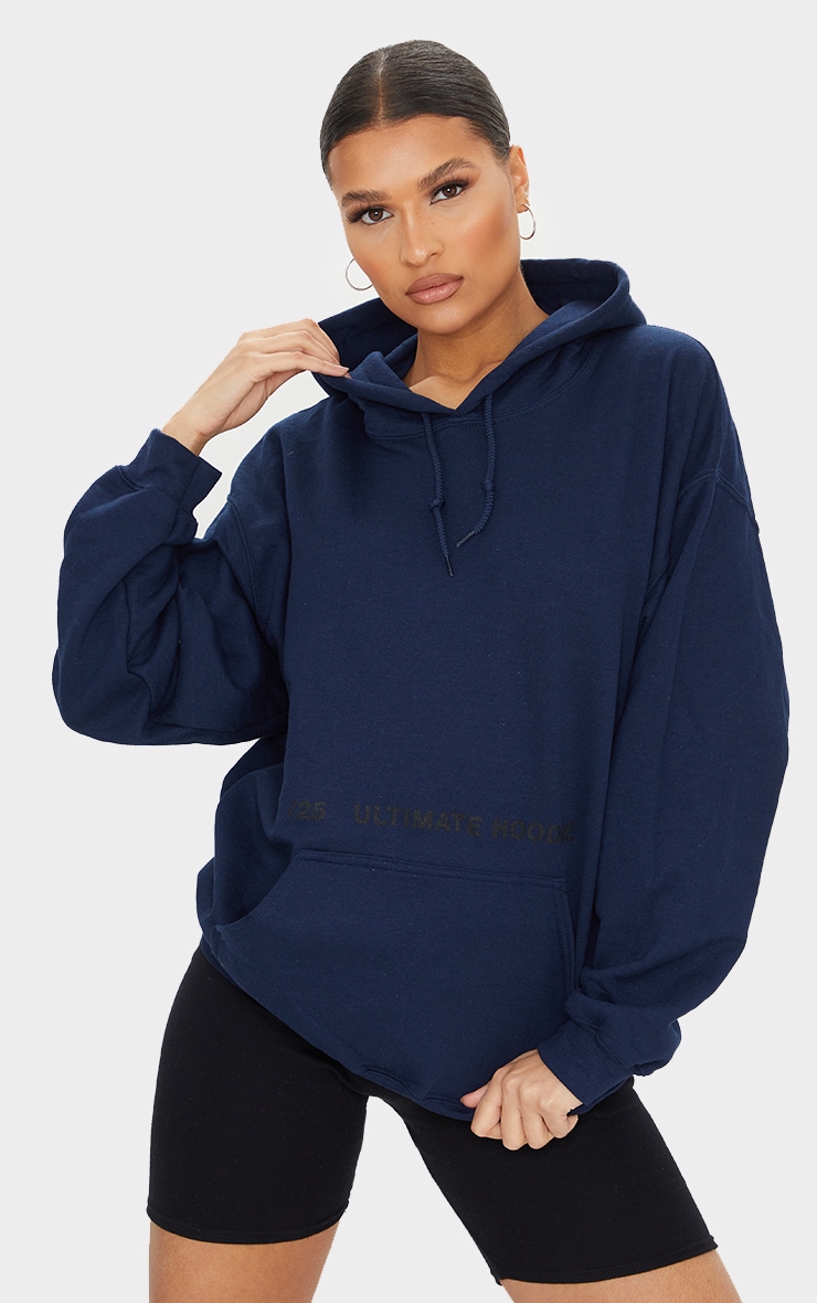 Hoodie classique bleu marine à slogan