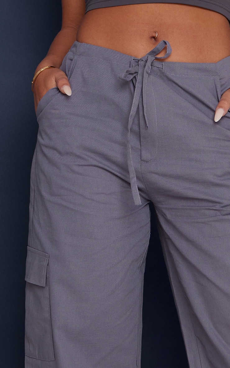 Grey Woven Tailored Pocket Detail Straight Leg Trousers image 4