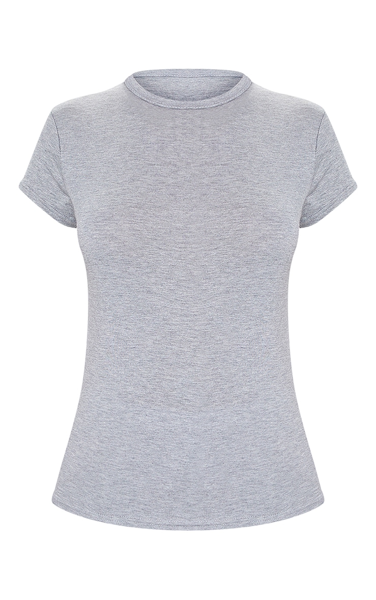 Basic Grey  Jersey Crew Neck T Shirt image 4