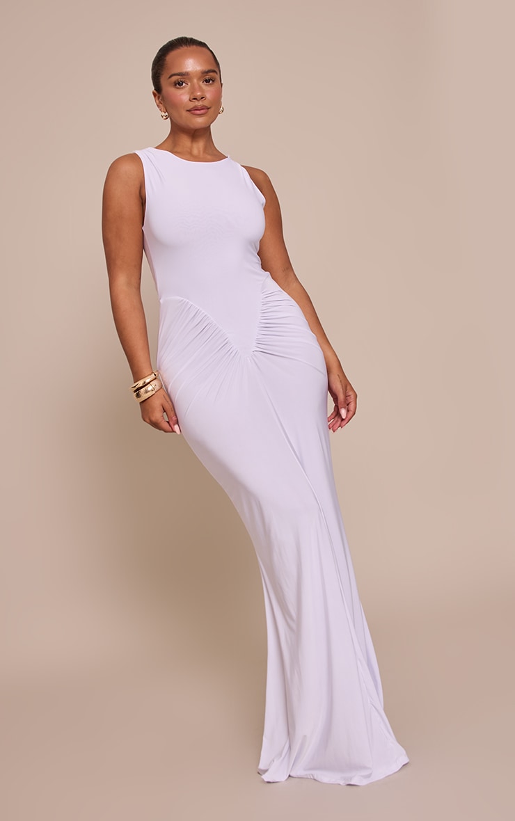 Shape white Sleeveless Ruched V Waist Maxi Dress image 1