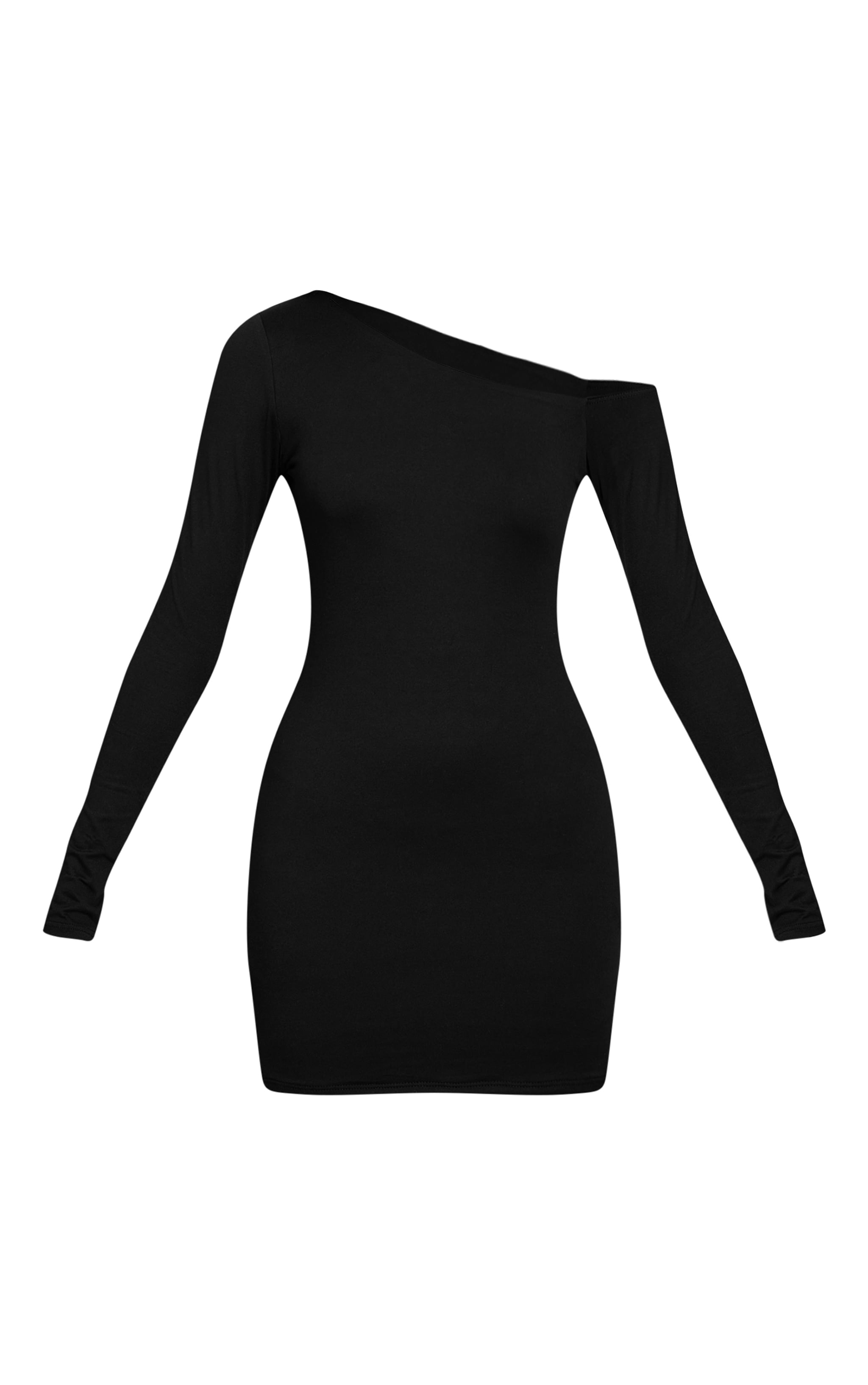 Robe moulante asymétrique en jersey doux noir image 5