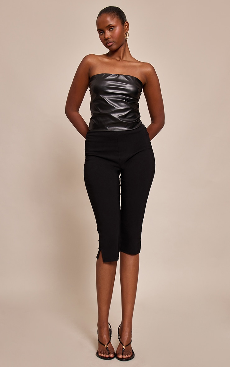 Top bandeau ajusté en PU noir image 3